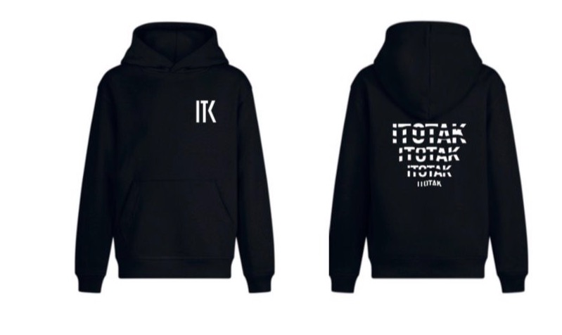 Sudadera ITOTAK color deep navy con capucha, vista delantera y trasera