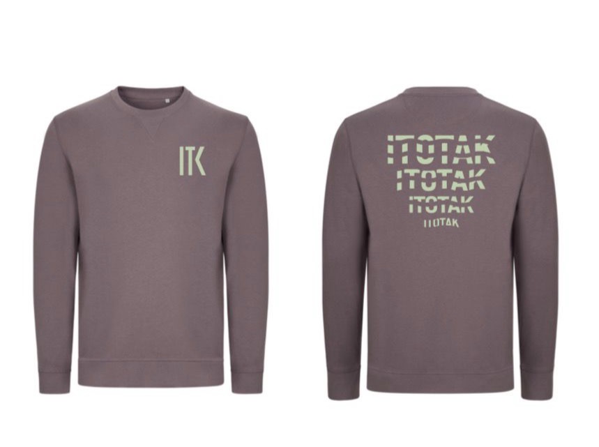 Sudadera ITOTAK color lavanda sin capucha, vista delantera y trasera