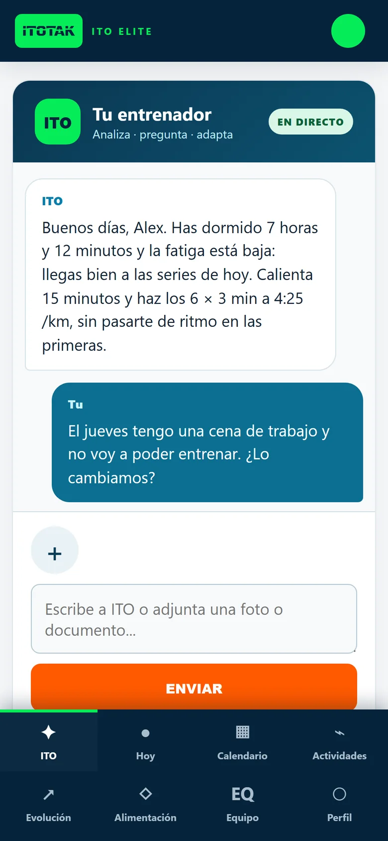 Conversación con ITO en el móvil
